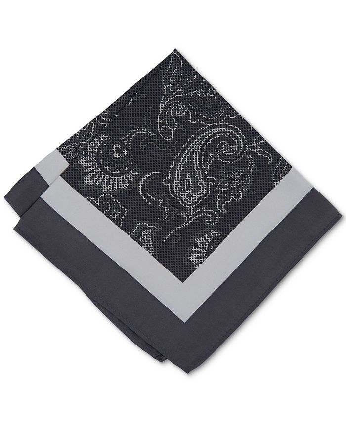 Alfani Men's Ferraton Paisley Pocket Square Black Size Regular