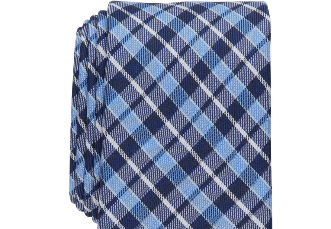 Club Room Men's Everberg Classic Plaid Tie Blue Size Regular
