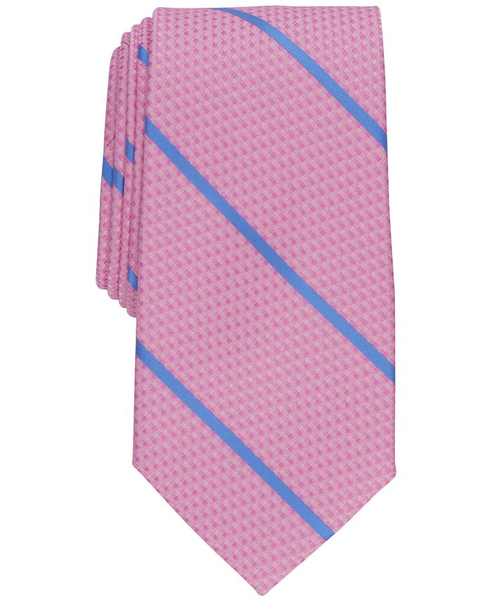 Perry Ellis Men's Pampel Classic Striped Geo Tie Pink Size Regular