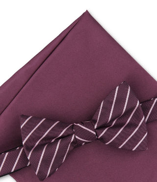 Alfani Men's Laurel Stripe Bow Tie & Pocket Square Set Purple Size Regular