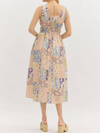 Entro - Multi-pattern Bow Detail Midi Dress