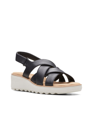 Clarks Women's Collection Jillian Spring Wedge Sandals Black Size 10 M