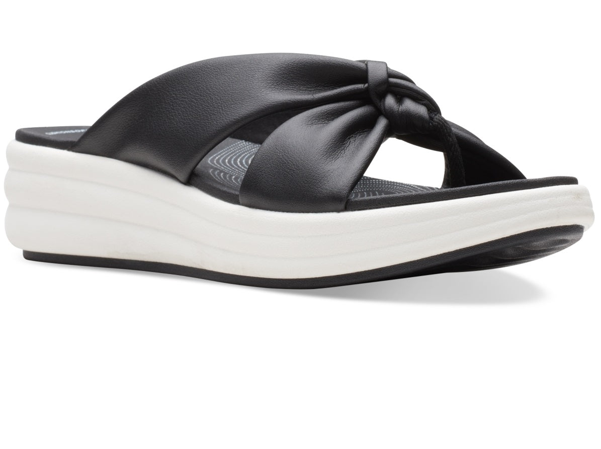 Clarks Women's Cloudsteppers Drift Ave Slip On Wedge Sandals Black Size 7.5 W