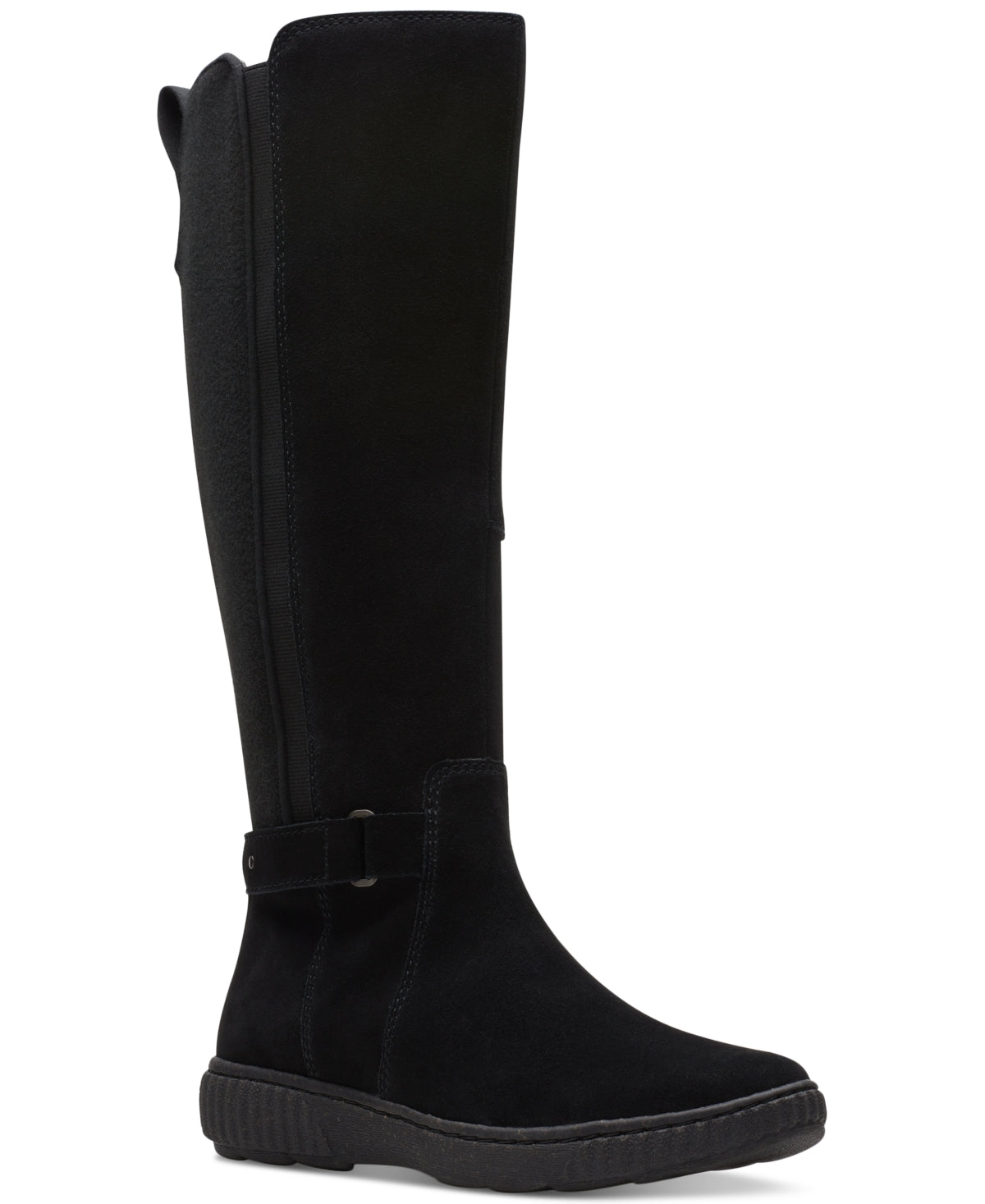 Clarks Women's Caroline Buckled Zip Riding Boots Black Size 7 M