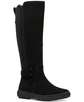 Clarks Women's Caroline Buckled Zip Riding Boots Black Size 7 M