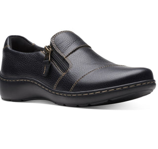 Clarks Women's Cora Harbor Zip Flats Shoes Black Size 7.5 M