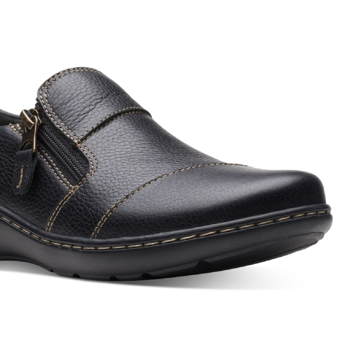 Clarks Women's Cora Harbor Zip Flats Shoes Black Size 7.5 M