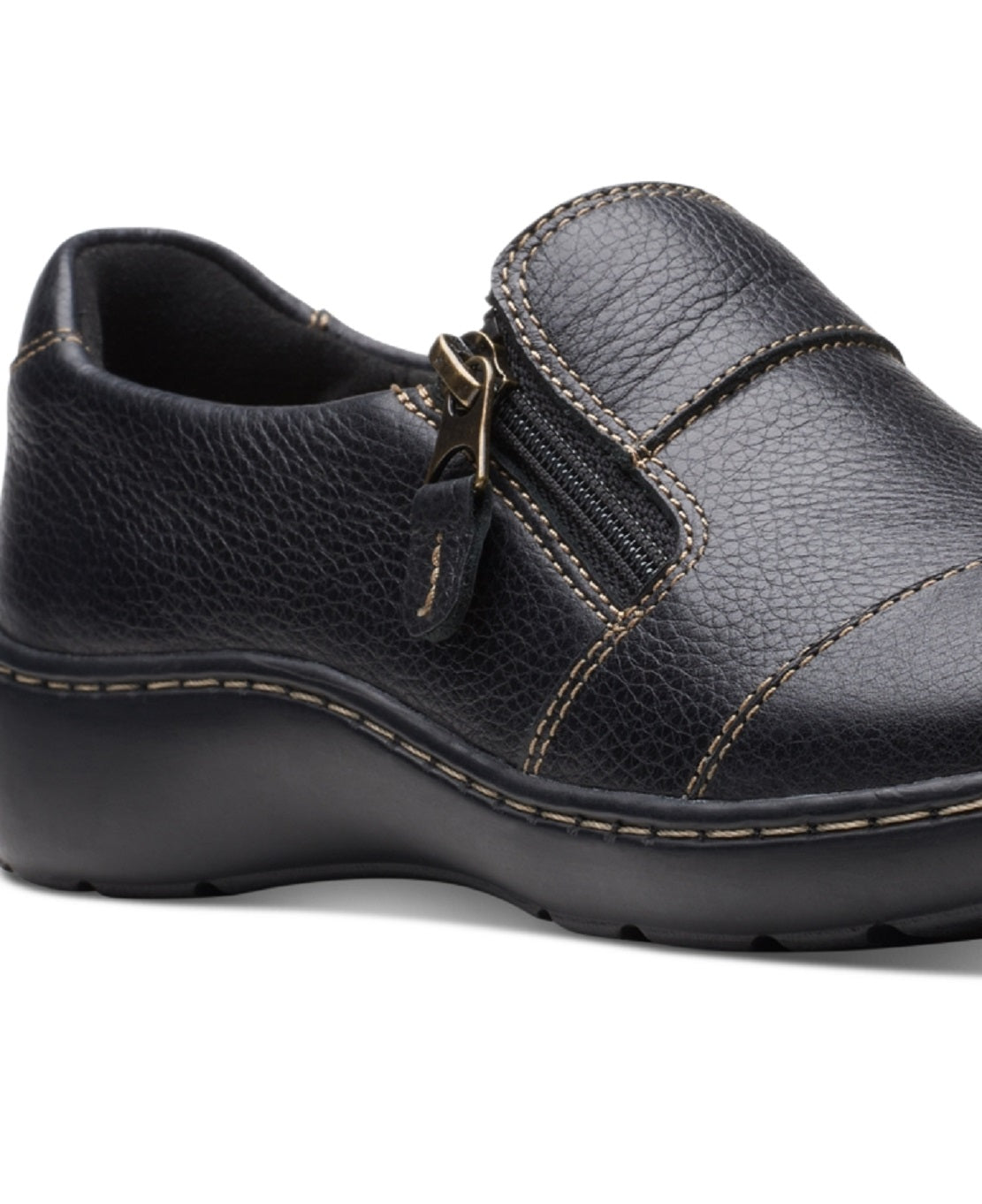 Clarks Women's Cora Harbor Zip Flats Shoes Black Size 7.5 M