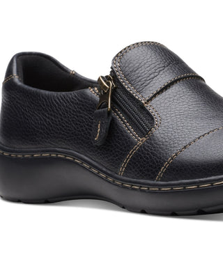 Clarks Women's Cora Harbor Zip Flats Shoes Black Size 7.5 M