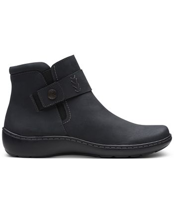 Clarks Women's Cora Rae Button Strap Ankle Booties Black Size 11 M