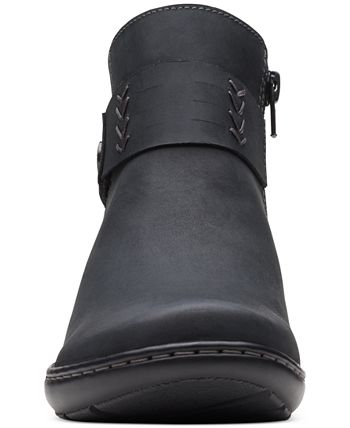 Clarks Women's Cora Rae Button Strap Ankle Booties Black Size 11 M