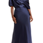 Amsale Women's Navy One-Shoulder Satin Gown Size 14