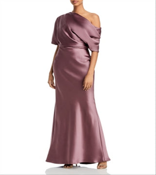 Amsale Women's Draped Satin One Shoulder Dress Purple Size 10