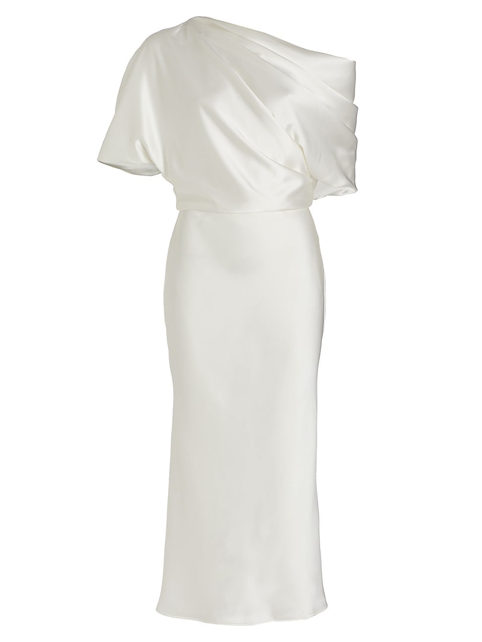 Amsale Women's Draped Pencil Midi Dress White Size 16