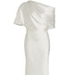Amsale Women's Draped Pencil Midi Dress White Size 16
