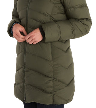 Marmot Women's Montreal Hooded Faux Fur Trim Coat Green Size Large