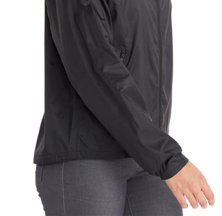 Marmot Women's Zippered Pocketed Water Repellant Droptail Hem Cuffed Sleeve Hooded Jacket Black Size Large