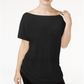 Rachel Roy Women's Ruched Boat Neck T-Shirt Black Size X-Large