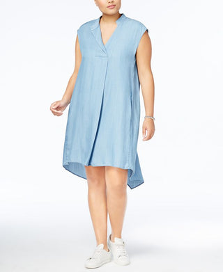 Rachel Roy Women's Cotton Chambray Shift Dress Blue Size 0X