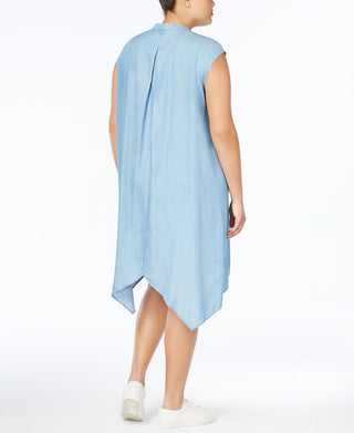 Rachel Roy Women's Cotton Chambray Shift Dress Blue Size 0X