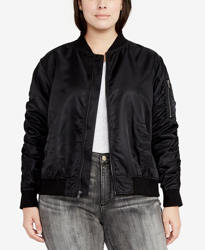 Rachel Roy Women's Trendy Plus Bomber Jacket Black Size 3X