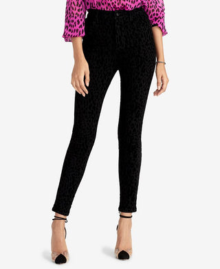 Rachel Roy Women's Velvet Animal Print Skinny Jeans Black Size 32