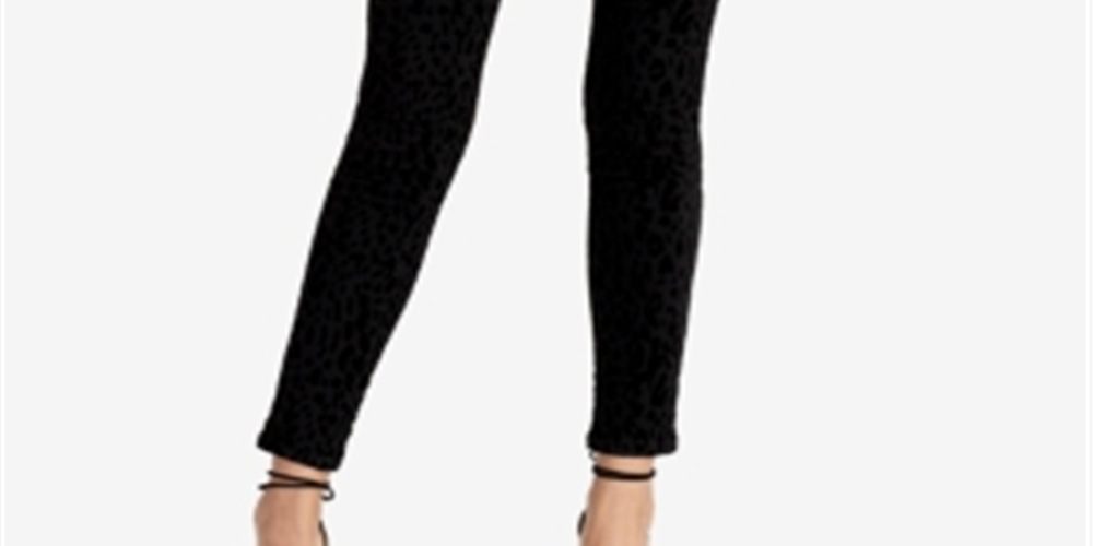 Rachel Roy Women's Velvet Animal Print Skinny Jeans Black Size 32
