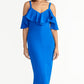 Rachel Roy Women's Off The Shoulder V Neck Ruffle Dress Blue Size X-Small