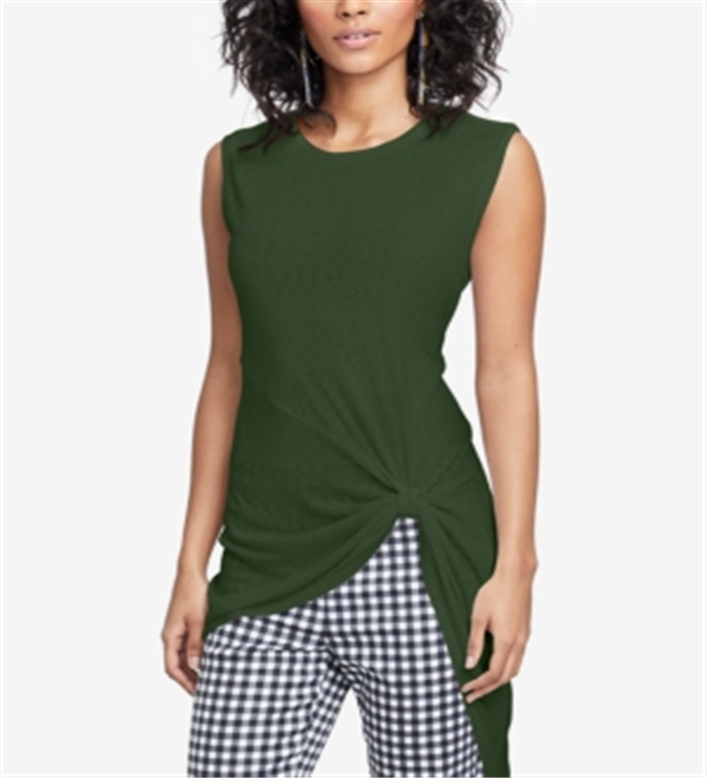 RACHEL Rachel Roy Women's Twisted High Low Top Green Size Medium