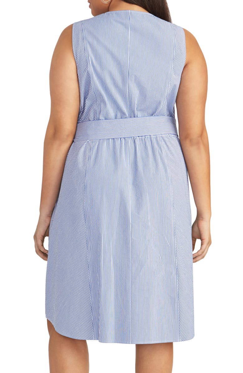 Rachel Rachel Roy Womens Plus Sabrina Striped Knee-Length Shirtdress Blue Size 22 W