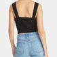 Rachel Roy Women's Reva Cami Square Neck Crop Top Black Size X-Large