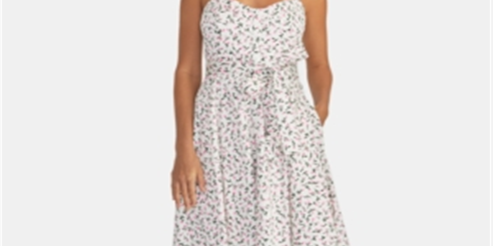 RACHEL Rachel Roy Women's Print Fit & Flare Sundress White Size 8