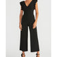 Rachel Roy Women's Ruffled Sleeveless V Neck Evening Straight Leg Jumpsuit Black Size Medium