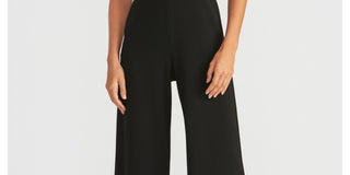 Rachel Roy Women's Ruffled Sleeveless V Neck Evening Straight Leg Jumpsuit Black Size Medium