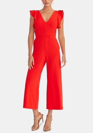 Rachel Roy Women's V Neck Party Cropped Jumpsuit Red Size X-Small