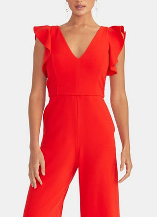 Rachel Roy Women's V Neck Party Cropped Jumpsuit Red Size X-Small