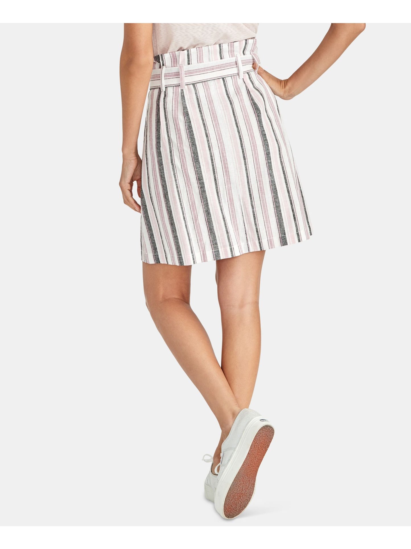 Rachel Roy Women's Ania Linen Blend Striped Straight Skirt Pink Size 2