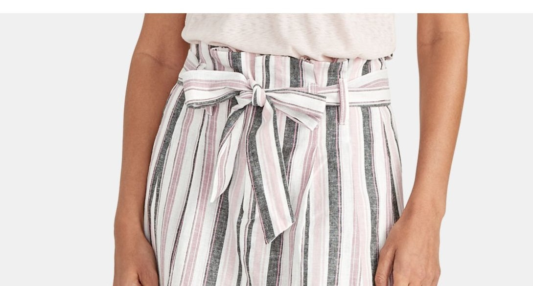 Rachel Roy Women's Ania Linen Blend Striped Straight Skirt Pink Size 2