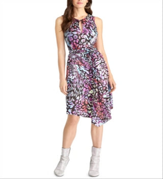 Rachel Roy Women's Hani Satin Animal Print Cocktail Dress Black Size 0