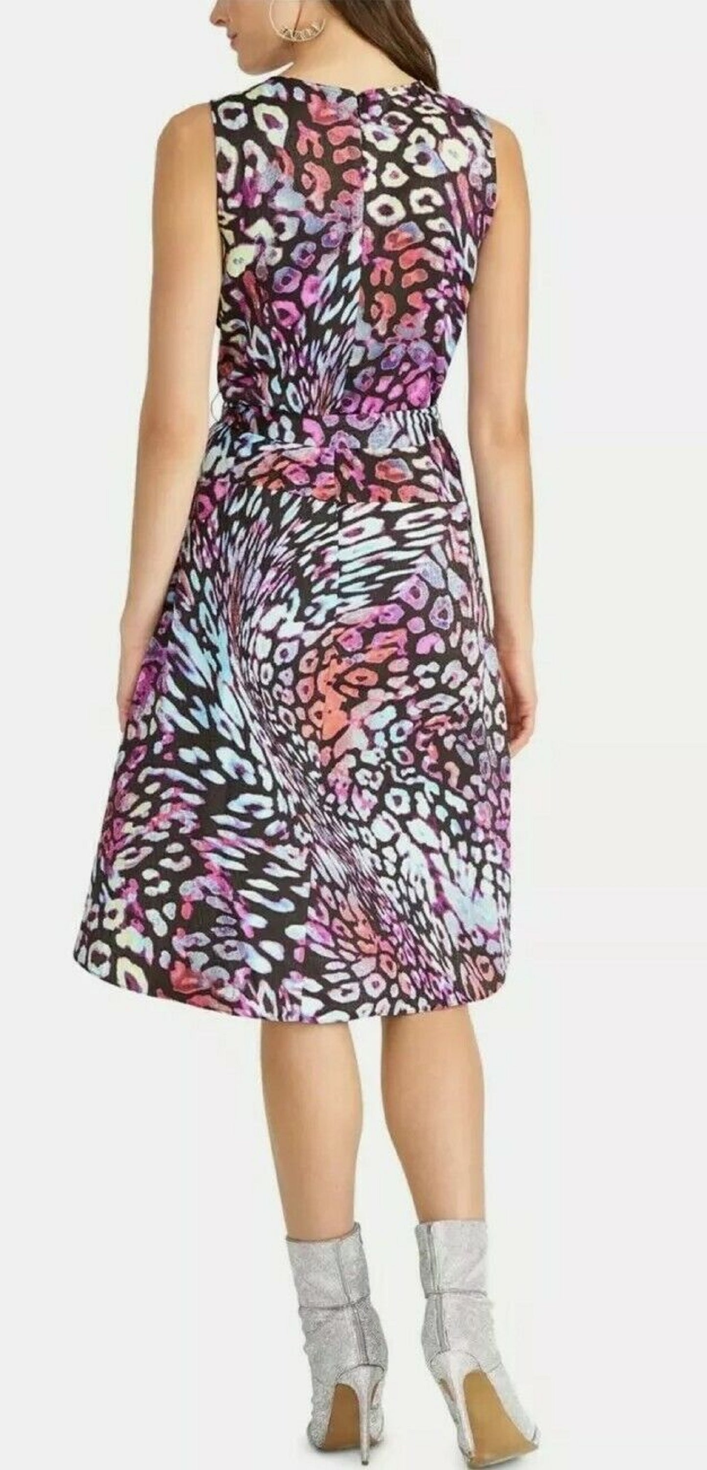 Rachel Roy Women's Hani Satin Animal Print Cocktail Dress Black Size 0