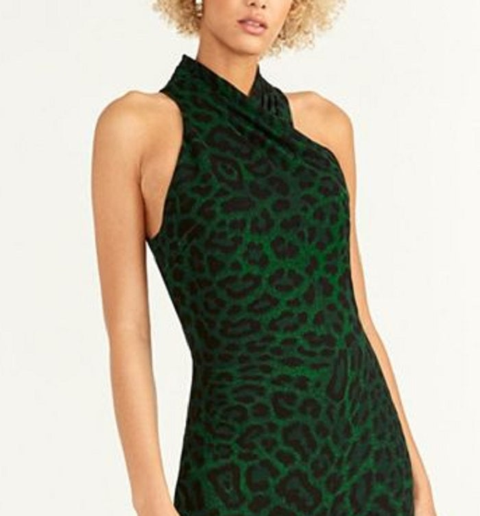 Rachel Roy Women's Sleeveless Printed Halter Dress Green Size XX-Large