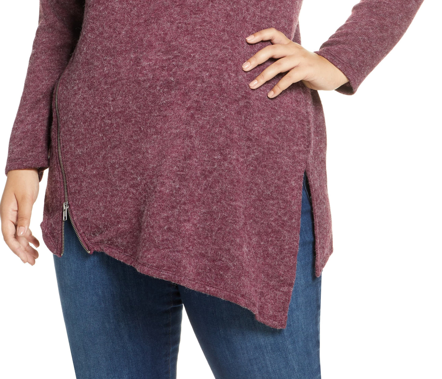 Rachel Roy Women's Zip Tunic Sweater Purple Size 3X