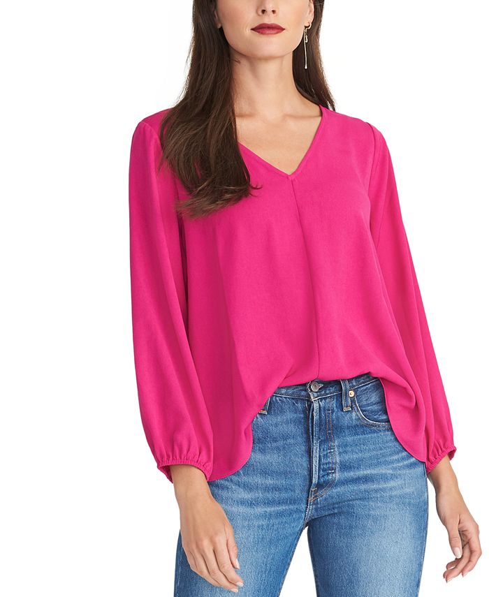 Rachel Roy Women's 3/4 Sleeve V Neck Top Pink Size X-Large