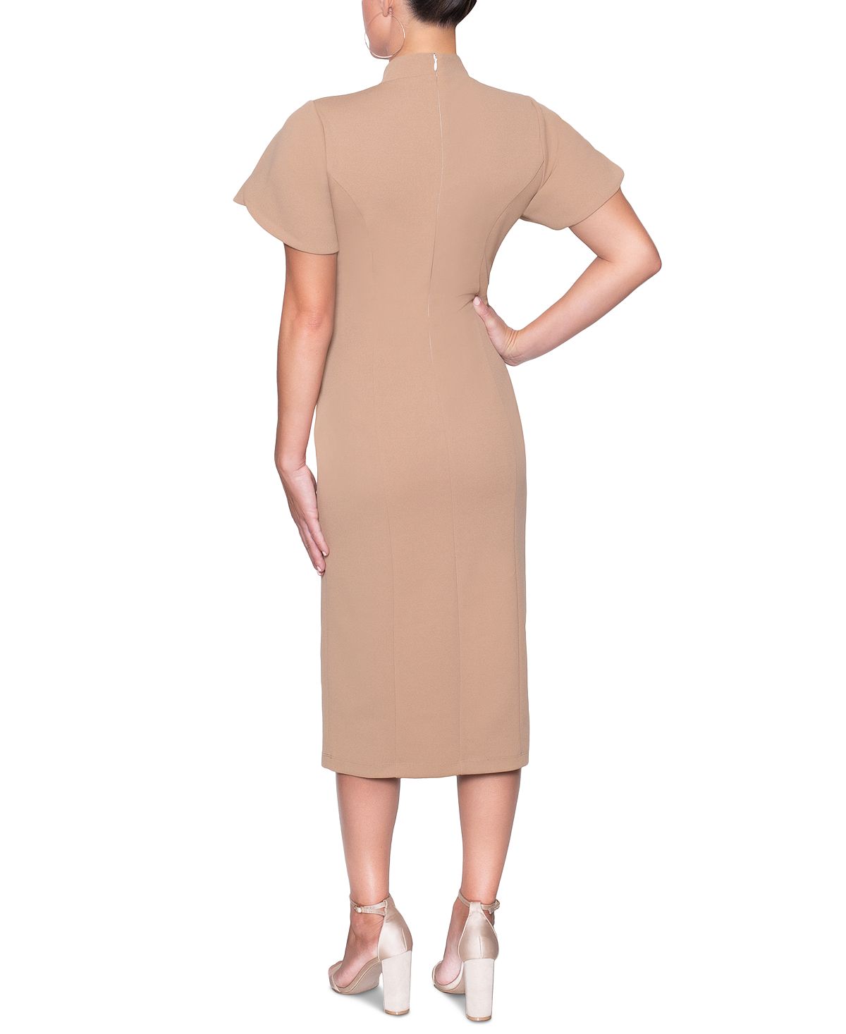 Rachel Roy Women's Ruffle Sleeve Midi Dress Brown Size Large