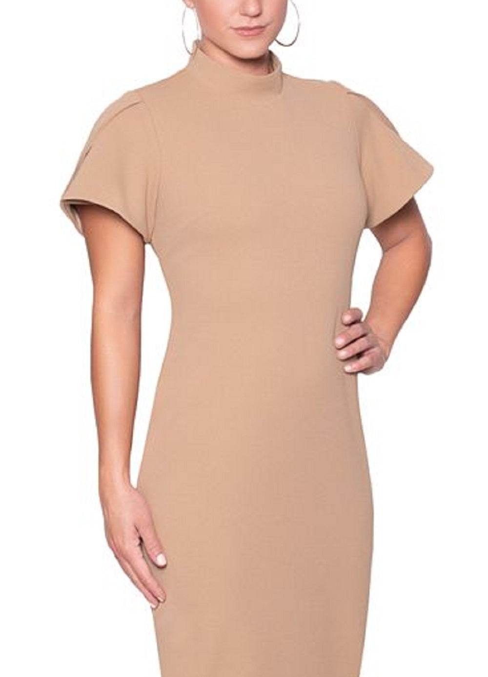 Rachel Roy Women's Ruffle Sleeve Midi Dress Brown Size Large