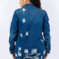 American Bazi - Distressed Button Up Long Sleeve Denim Jacket