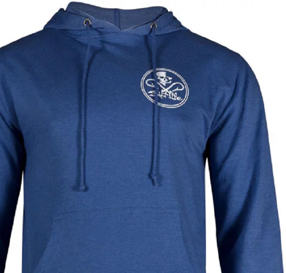 Salt Life Men's Skull And Hooks Hoodie Blue Size Large