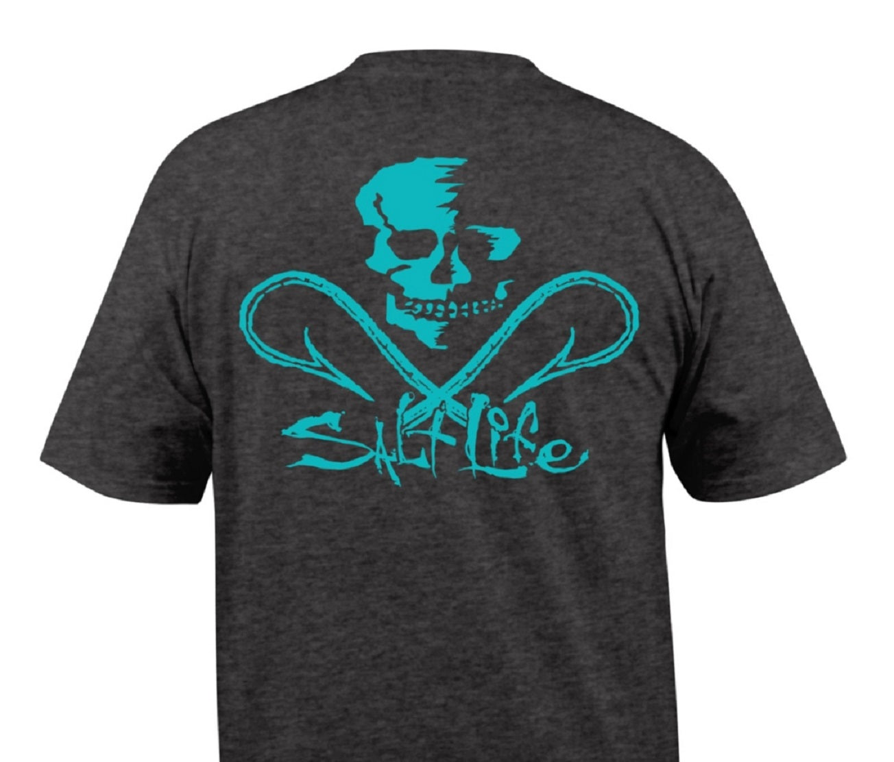 Salt Life Men's Skull And Hooks Pocket Tee Gray Size Medium
