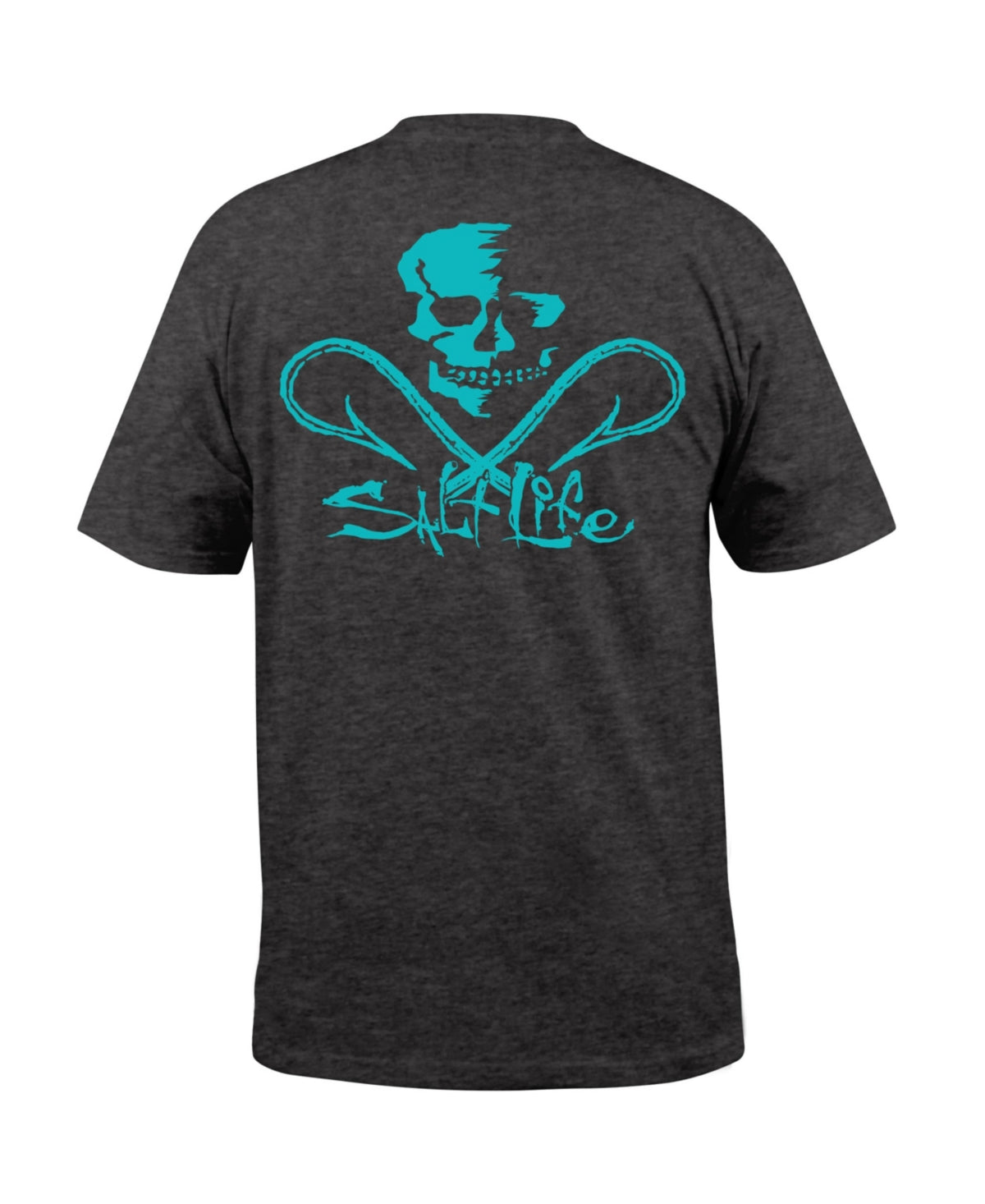 Salt Life Men's Skull And Hooks Pocket Tee Gray Size Medium