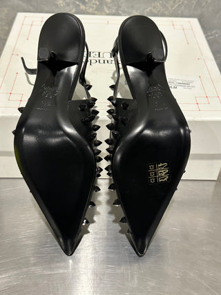 Alexander Mcqueen Women's Spiked Kitten Heel Pumps Black Size 4